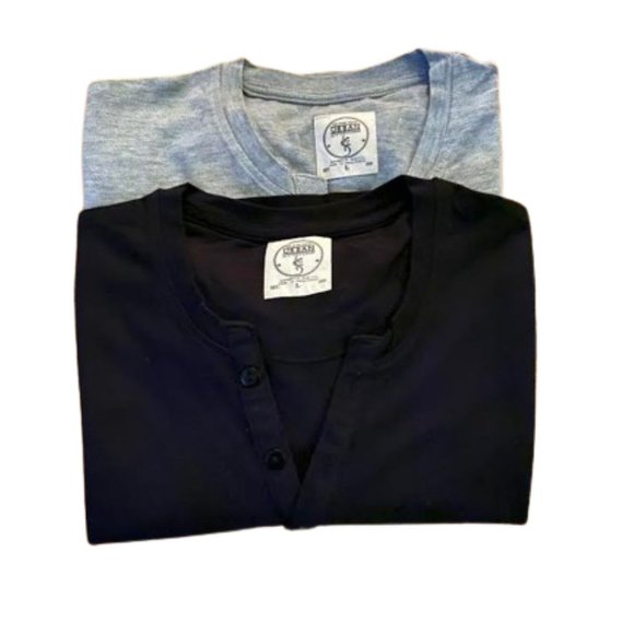 Y Neck Mens Cotton Pique Henley. Free Shipping - Picture 4 of 7